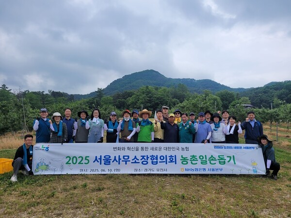 NH농협은행은 서울사무소장협의회 및 서울본부 임직원 20명이 지난 10일 경기도 포천시 영북농협 관내농가에서 영농지원 농촌 일손돕기를 실시했다고 12일 밝혔다. [사진=NH농협은행]