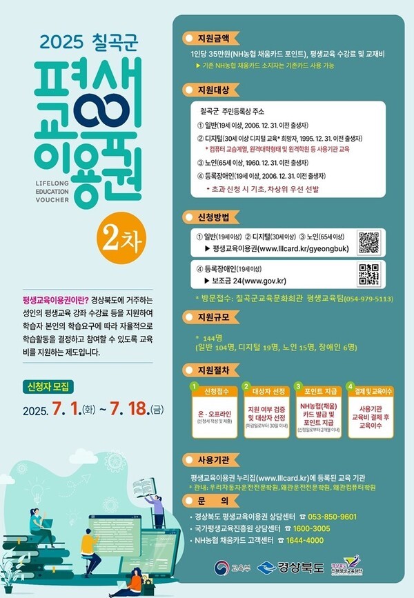 칠곡군 평생교육이용권 홍보 이미지