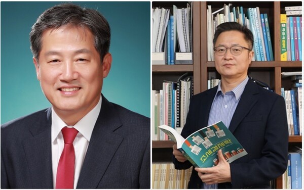 정완규 13대 여신금융협회장(사진 왼쪽)의 임기 만료가 다가오는 가운데 가운데, 금융학자 출신인 김상봉 한성대학교 교수가 회장직에 도전장을 내밀었다.