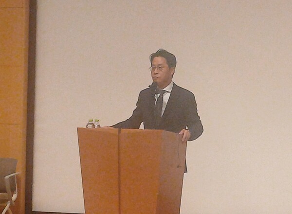 18일 조좌진 롯데카드 대표가 최근 발생한 사이버 침해 사고에 대한 긴급브리핑에서 발언을 하고 있다. [사진=중앙이코노미뉴스]