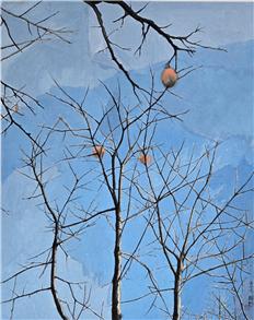 가을이 머문자리, 69x87cm, 수묵담채,2025