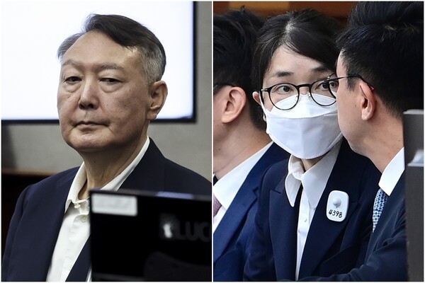 법정 출석한 윤석열·김건희. [사진=연합] 