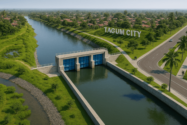 따굼 홍수조절사업 조감도[사진=HJ중공업]