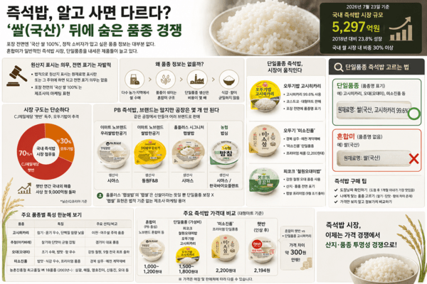 즉석밥, 알고 사면 다르다?...'쌀(국산)' 뒤에 숨은 품종 경쟁 - 뉴스 썸네일 이미지