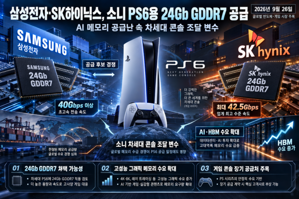 삼성전자·SK하이닉스, 소니 플레이스테이션 6 메모리 잡는다…24Gb GDDR7...
